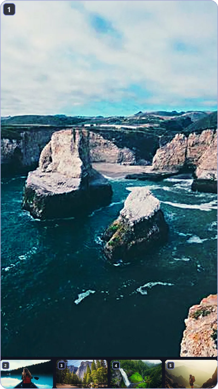 1 large + 4 preset — the main shot with four small strips below