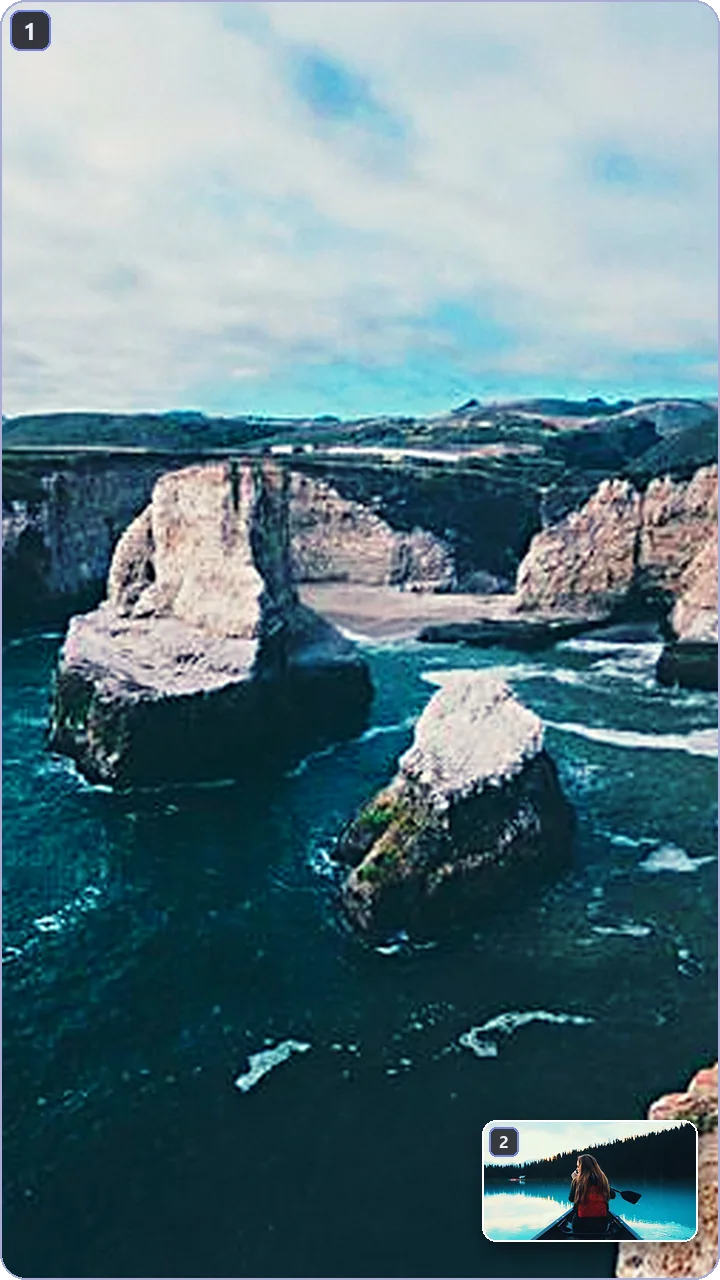 PiP preset — full-frame video with a small camera in the bottom-right corner